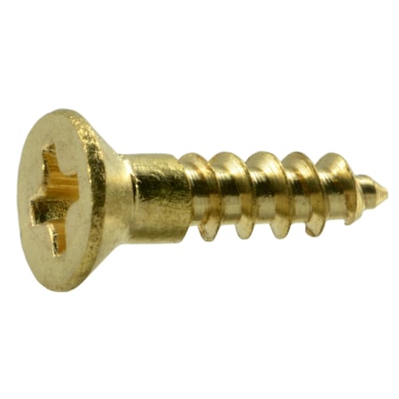 Midwest Fastener Wood Screw, #5, 1/2 in, Plain Brass Flat Head Phillips Drive, 100 PK 02849
